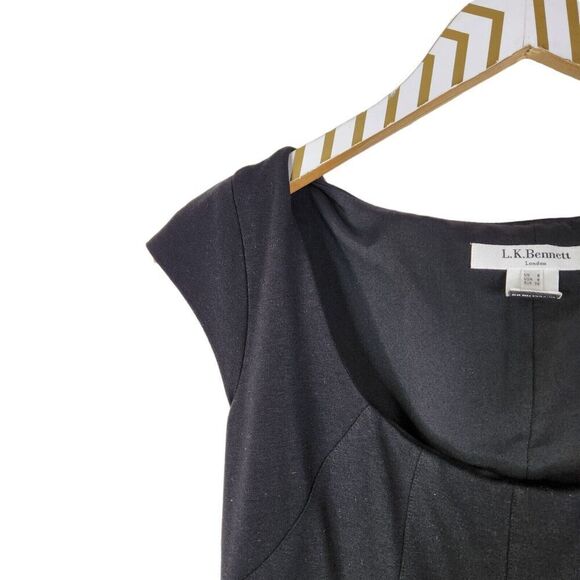 L.K. BENNETT Dress Womens 4‎ Black Cap Sleeve Shift Dress Officecore Corpcore - Picture 6 of 9